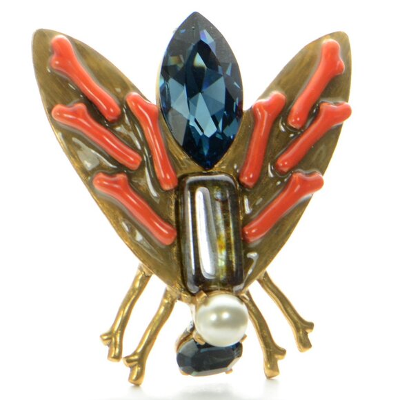 Oscar de la Renta Enamel & Crystal Fly Pin Brooch